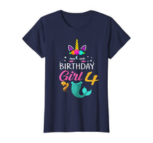 Load image into Gallery viewer, 4th Birthday Girl Unicorn Shirt Mermaid Tail 4 Years Old Tee