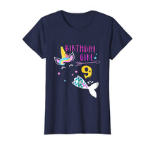 Load image into Gallery viewer, 9th Birthday Girl Unicorn Mermaid Tail 9 Years Old Shirt