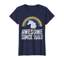 Load image into Gallery viewer, 1980 40th Birthday Gift Unicorn Rainbow 40 Years Old Women T-Shirt