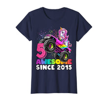 Load image into Gallery viewer, Awesome Since 2015 Unicorn Monster Truck 5th Birthday Gift T-Shirt