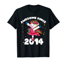 Load image into Gallery viewer, Awesome Since 2014 Ballerina Unicorn Birthday Rainbow Girls T-Shirt