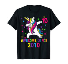 Load image into Gallery viewer, 10th Birthday Dabbing Unicorn Awesome Since 2010 Party T-Shirt
