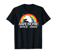 Load image into Gallery viewer, Rainbow Unicorn 40th birthday gift 1980 40 Years Old T-Shirt