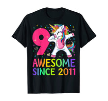 Load image into Gallery viewer, 9 Years Old 9th Birthday Unicorn Dabbing Shirt Girl Party T-Shirt