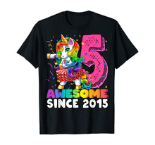 Load image into Gallery viewer, Awesome Since 2015 Flossing Unicorn Tutu 5th Birthday Gift T-Shirt