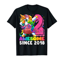 Load image into Gallery viewer, Awesome Since 2018 Dabbing Unicorn Tutu 2nd Birthday Gift T-Shirt