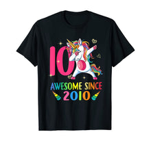 Load image into Gallery viewer, 10 Years Old 10th Birthday Unicorn Dabbing Party T-Shirt