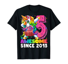 Load image into Gallery viewer, Awesome Since 2015 Dabbing Unicorn Tutu 5th Birthday Gift T-Shirt