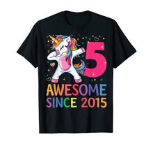 Load image into Gallery viewer, Awesome Since 2015 Dabbing Unicorn 5th Birthday Gift Girls T-Shirt