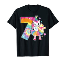 Load image into Gallery viewer, 7th Birthday Unicorn Shirt Gift for Girls Age 7 Tie Dye Tee