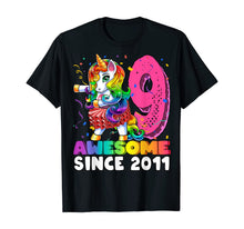 Load image into Gallery viewer, Awesome Since 2011 Flossing Unicorn Tutu 9th Birthday Gift T-Shirt