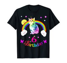 Load image into Gallery viewer, cool cute unique six 6th birthday tee shirt unicorn cat tee T-Shirt