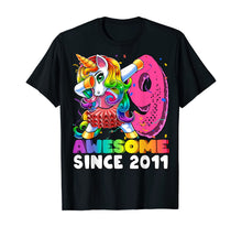 Load image into Gallery viewer, Awesome Since 2011 Dabbing Unicorn Tutu 9th Birthday Gift T-Shirt