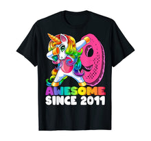 Load image into Gallery viewer, Awesome Since 2011 Dabbing Unicorn 9th Birthday Gift Girls T-Shirt