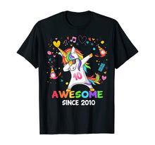 Load image into Gallery viewer, Dabbing Unicorn Awesome Since 2010 - 10th Birthday T-Shirt