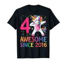 Load image into Gallery viewer, 4 Years Old 4th Birthday Unicorn Dabbing Shirt Girl Party T-Shirt