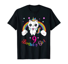 Load image into Gallery viewer, Cute Kitty 9th Birthday Shirt unicorn rainbow 9th bday gift
