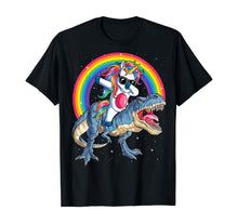 Load image into Gallery viewer, Dabbing Unicorn Dinosaur T rex T shirt Kids Girls Boys Space