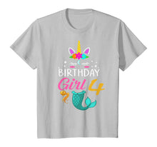 Load image into Gallery viewer, 4th Birthday Girl Unicorn Shirt Mermaid Tail 4 Years Old Tee