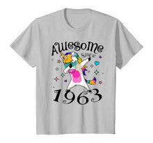 Load image into Gallery viewer, Women Dabbing Unicorn Awesome Since 1963 57th Birthday T-Shirt