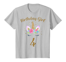 Load image into Gallery viewer, Kids 4th Birthday Girl Unicorn Shirt Fourth Birthday Outfit