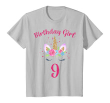 Load image into Gallery viewer, Kids 9th Birthday Girl Unicorn Shirt 9th Birthday Outfit