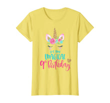 Load image into Gallery viewer, Unicorn 9th Birthday Party Shirt Girl 9 Years Old T-Shirt