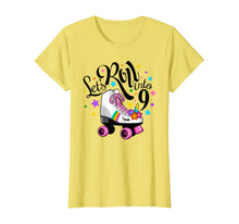 Load image into Gallery viewer, Lets roll into 9 Birthday. Unicorn, Roller skate T-shirt.