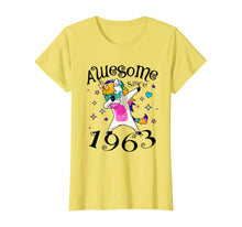 Load image into Gallery viewer, Women Dabbing Unicorn Awesome Since 1963 57th Birthday T-Shirt