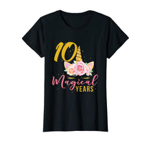 Load image into Gallery viewer, 10 Years Old Birthday Girl Gift Unicorn 10th Birthday T-Shirt