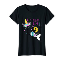 Load image into Gallery viewer, 9th Birthday Girl Unicorn Mermaid Tail 9 Years Old Shirt