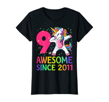 Load image into Gallery viewer, 9 Years Old 9th Birthday Unicorn Dabbing Shirt Girl Party T-Shirt