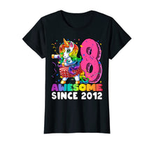 Load image into Gallery viewer, Awesome Since 2012 Flossing Unicorn Tutu 8th Birthday Gift T-Shirt