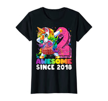 Load image into Gallery viewer, Awesome Since 2018 Dabbing Unicorn Tutu 2nd Birthday Gift T-Shirt