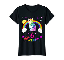 Load image into Gallery viewer, cool cute unique six 6th birthday tee shirt unicorn cat tee T-Shirt