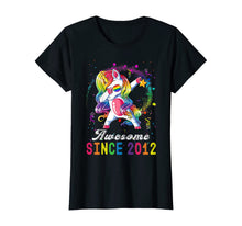 Load image into Gallery viewer, Girls Awesome Since 2012, 8th Birthday Unicorn Dabbing Cute T-Shirt