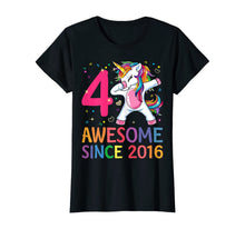 Load image into Gallery viewer, 4 Years Old 4th Birthday Unicorn Dabbing Shirt Girl Party T-Shirt