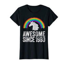 Load image into Gallery viewer, 1980 40th Birthday Gift Unicorn Rainbow 40 Years Old Women T-Shirt
