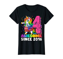 Load image into Gallery viewer, Awesome Since 2016 Flossing Unicorn Tutu 4th Birthday Gift T-Shirt