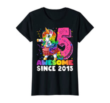 Load image into Gallery viewer, Awesome Since 2015 Flossing Unicorn Tutu 5th Birthday Gift T-Shirt
