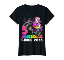 Load image into Gallery viewer, Awesome Since 2015 Unicorn Monster Truck 5th Birthday Gift T-Shirt