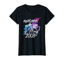 Load image into Gallery viewer, Awesome Since May 2008 Unicorn Birthday Shirt