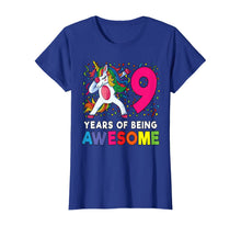 Load image into Gallery viewer, 9th Birthday Dabbing Unicorn Party Gift 9 Years Old Girls T-Shirt