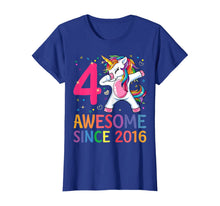 Load image into Gallery viewer, 4 Years Old 4th Birthday Unicorn Dabbing Shirt Girl Party T-Shirt