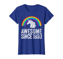 Load image into Gallery viewer, 1980 40th Birthday Gift Unicorn Rainbow 40 Years Old Women T-Shirt
