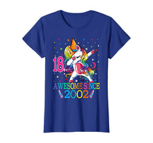 Load image into Gallery viewer, Awesome Since 2002 Dabbing Unicorn 18th Birthday Gift Girls T-Shirt