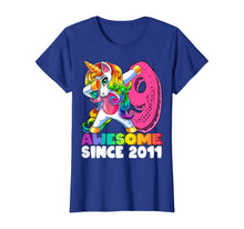 Load image into Gallery viewer, Awesome Since 2011 Dabbing Unicorn 9th Birthday Gift Girls T-Shirt