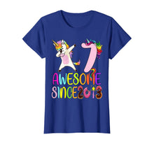 Load image into Gallery viewer, 7 year 7th birthday party dabbing unicorn awesome since 2013 T-Shirt