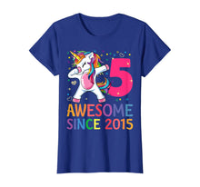 Load image into Gallery viewer, Awesome Since 2015 Dabbing Unicorn 5th Birthday Gift Girls T-Shirt
