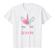 Load image into Gallery viewer, Kids Girl 7th Birthday Outfit, Unicorn Seventh Birthday Shirt